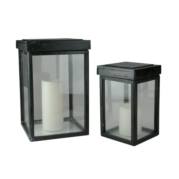 Kaemingk Set of 2 Lidded Black Fir Wood Display Boxes 16.5"