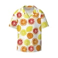 thumbnail image 2 of Lsque Lemon Orange print Men's Cuban Collar Short Sleeve Shirt Summer Beachwear Casual Button Down Fashionable Vacation Leisure Shirt-Large, 2 of 7