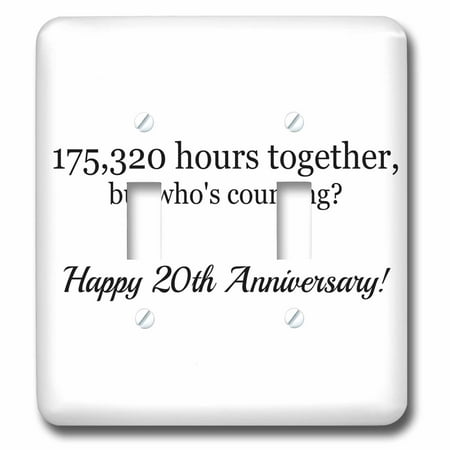 20th Anniversary Plate - 3dRose Happy 20th Anniversary - 175320 hours together - Double Toggle Switch