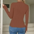 thumbnail image 4 of Fiaer Womens Crew Neck Slim Fit Sweaters Long Sleeve Solid Color Soft Comfortable Breathable Trendy Casual Knitted Tops Coffee S, 4 of 7