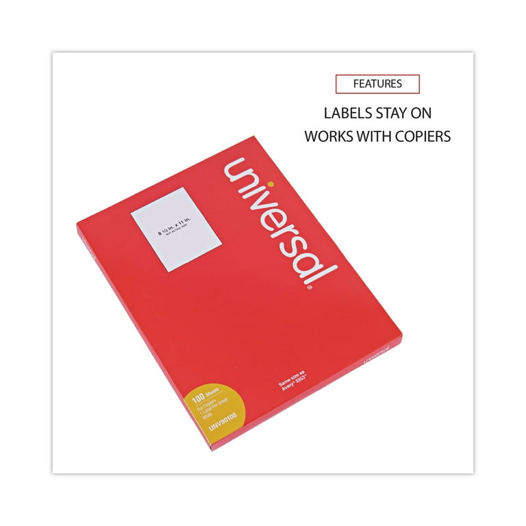 Copier Mailing Labels, Copiers, 8.5 x 11, White, 100/Box Copier Mailing Labels, Copiers, 8.5 x 11, White, 100/Box