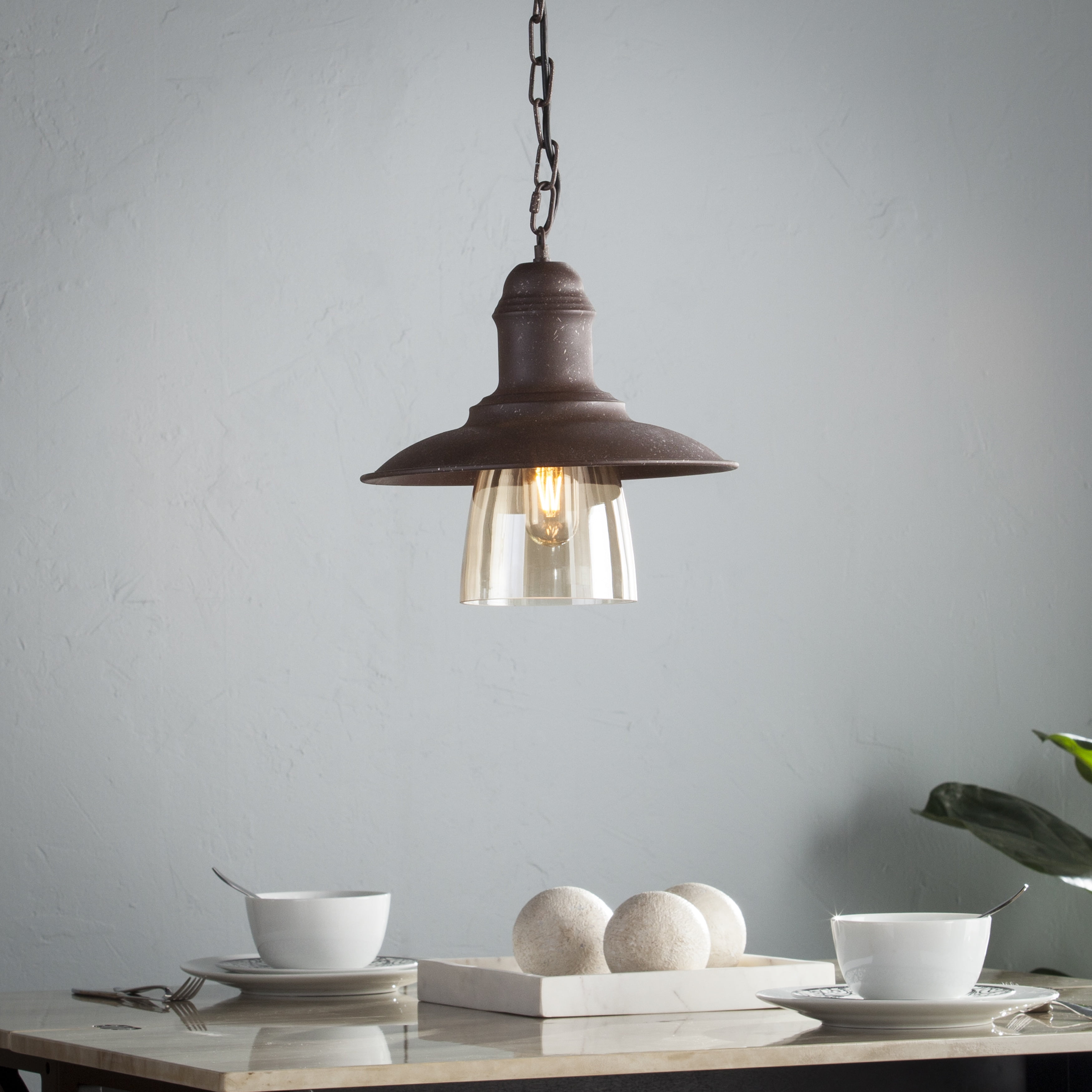 Glass Ceiling Pendant Light Over Tableware Bar harper blvd corvo metal and hand blown glass bell pendant lamp walmart com