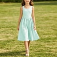 thumbnail image 5 of Jinhomg Girls Summer Striped Sundress 2026 Sleeveless Tank Dresses Flowy PLeated A Line Swing Sundress Casual Home Party Beach 5-15 Years Green, 5 of 10