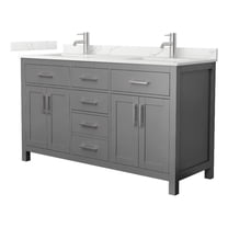 Beckett 60" Dark Gray Double Vanity & Giotto Quartz Top (1-Hole) & Nickel Trim