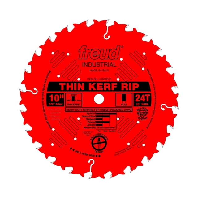 Hoja de sierra Freud Thin Kerf Rip de 10 cm y 24 T para sierras de bajo consumo
