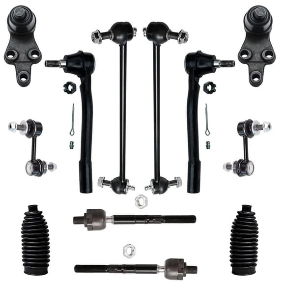 Detroit Axle - Front 12pc Suspension Kit for 2007-2008 Hyundai Entourage, 2006-2012, 2014 Kia Sedona, 4 Front & Rear Sway Bars 2 Lower Ball Joints 4 Outer and Inner Tie Rods 2 Boots