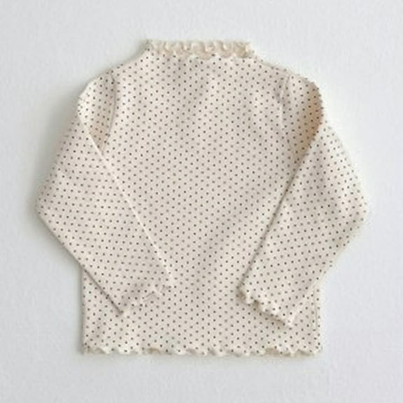 JIAYUE Tops for Girls High Neck Long Sleeve Dot Pattern Versatile For Kids Autumn Seasonal Wear