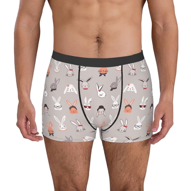 Balery Various Rabbits Calzoncillos bóxer para hombre, ropa interior de algodón suave y transpirable con cinturilla de nailon-X-Large