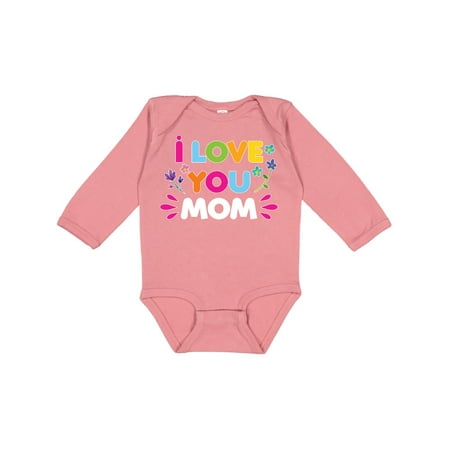 

Inktastic I Love You Mom with Flowers Gift Baby Girl Long Sleeve Bodysuit