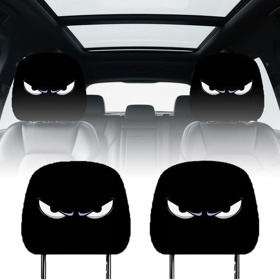 Cartoon Expression Theme Car Seat Headrest Covers with Comfortable Indoor Printing Design for Vehicle Interior Accessories