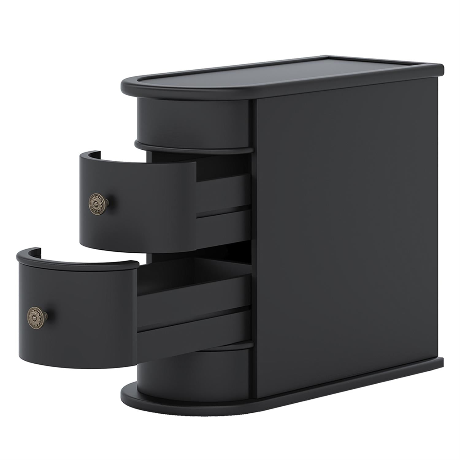 Demi Bonn Narrow Side Table with 2 Drawers, Wood Side End Table, Nightstand and Bedside Table with Storage, for Small Spaces, Black