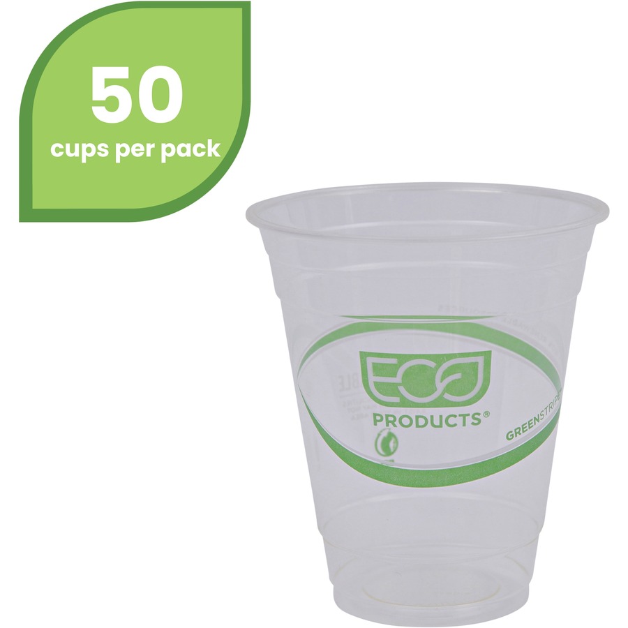 EcoProducts GreenStripe Cold Cups 12 fl oz 50 / Pack Clear