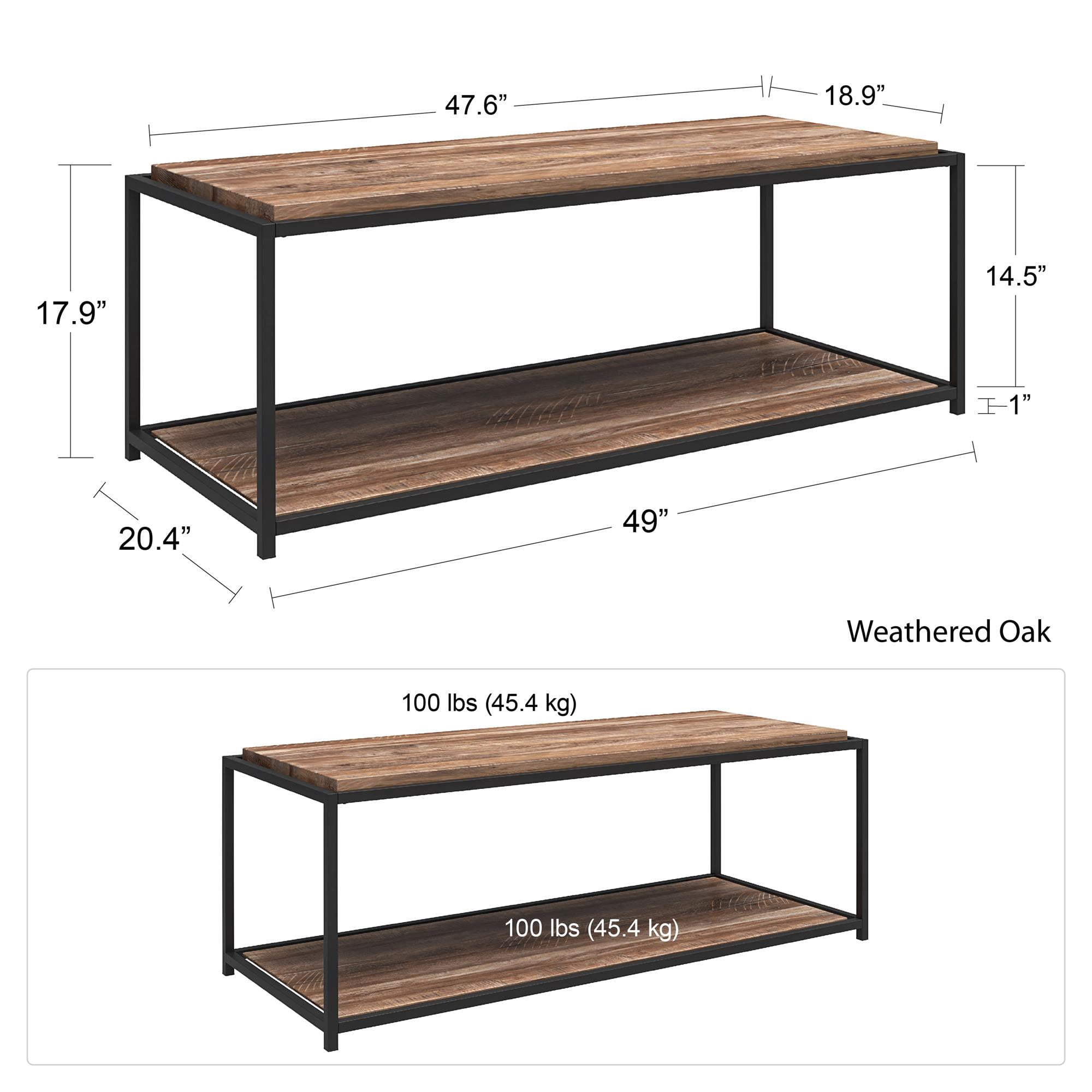 Ameriwood Home Fayette Coffee Table, Weathered Oak