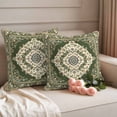 thumbnail image 3 of Pack of 2 Outdoor Pillow Covers 16x16 Inch Waterproof Green Boho Throw Pillow Covers,Decorative Couch Pillow Shams Protectors Chic Traditional Antique Geometric Rustic Patio Cushion Pillowcases, 3 of 8