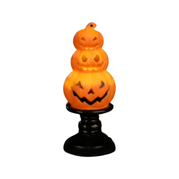 Stacked Jack-O’-Lantern Pumpkin Decoration – 3-Tier Light-Up Halloween Gourd Plastic – Indoor/Outdoor Fall Decor with Happy Ghost Faces – Cute Pumpkin Tower for Porch Tabletop