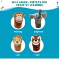thumbnail image 4 of Get Ready Kids BigMouth Zoo Animal Hand Puppet Set - Set of 4, Large 12 Inch, for Toddlers Ages 1+, Includes Lion, Tiger, Elephant and Monkey, Soft Plush for Kids, 4 of 6