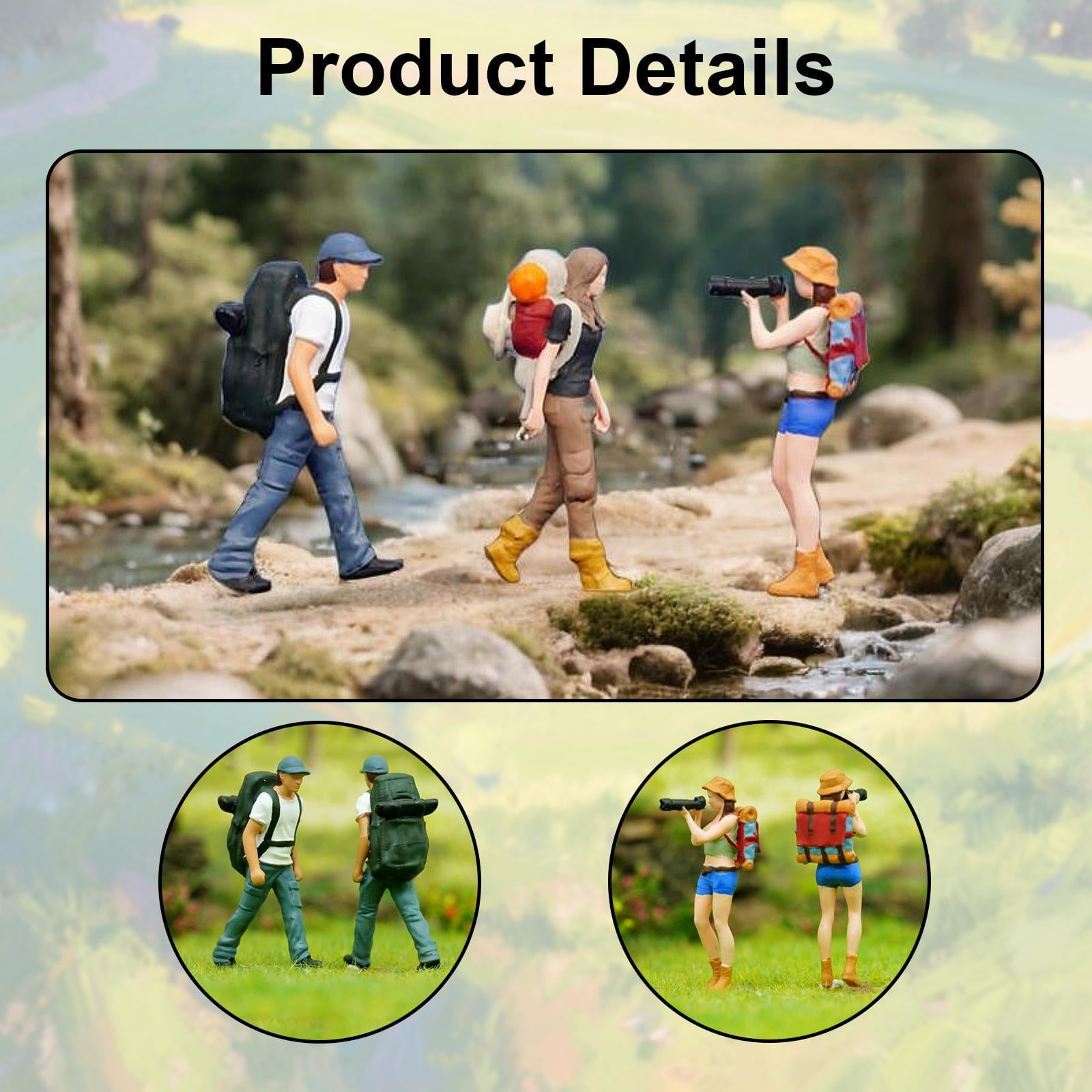 LeeQinersw 1:64 Miniature Figures Miniature People Figurines Hiking Collectibles Decorative 3pcs