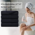 thumbnail image 3 of Green Essen 4 Pcs Ultra Soft Washcloths, 13x13 Inches Microfiber Face Towel 600 GSM Quick Dry Highly Absorbent, Super Soft for Body Face Bathroom Hotel & Spa,Black, 3 of 5