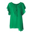 thumbnail image 1 of Gibobby Blusa Termica Camiseta manga encaje sólido más blusa tamaño mujer murciélago corto Casual Tops blusa de mujer（Verde， XXL), 1 of 5