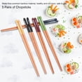 thumbnail image 3 of Juego de 5 pares de palillos de bambú de estilo japonés de madera natural, caja de regalo incluida, 3 of 8