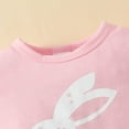 thumbnail image 6 of YunPes 3 Pcs Baby Girl Easter Romper Sets Cute Cartoon Bunny Egg Print Ruffle Short Sleeve Jumpsuit + Pant + Bowknot Headband Sets, 6 of 9