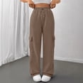 thumbnail image 5 of Women's Baggy Wide Leg Cargo Pants High Waisted Drawstring Sweatpants with 4 Pockets Casual Athletic Joggers Lounge 2026 Coffee S, 5 of 6