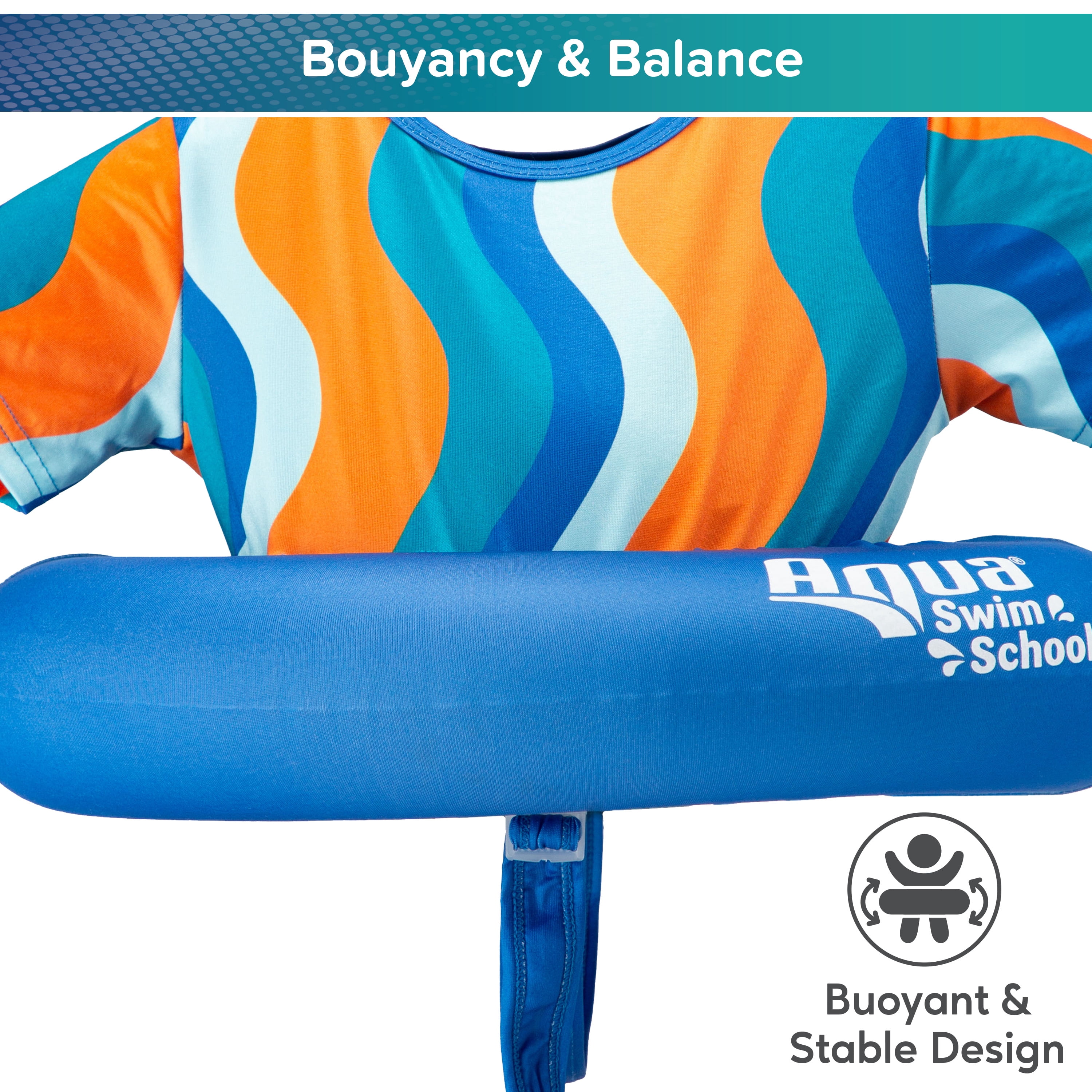 Aqua SwimSchool Inflatable Tot Trainer Pool Float with Adjustable Strap, Ages 2-4, 25-37 lbs, Blue