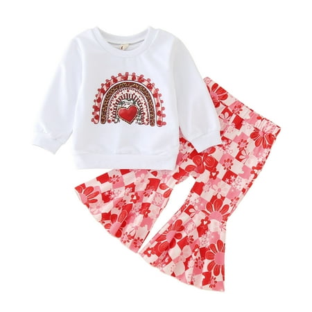 

Cute Clothes Suits Toddler ValentineâS Day Baby Girls Winter Clothing Sets Bell Bottoms Flares Long Sleeve Top Outfits Cartoons
