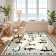 thumbnail image 3 of Design&I 6'x9' Ultra Soft Area Rug, Fish Cobalt Fishing Hooks Creatures Bubble Dots Symmetrical Hunting None Fluffy Washable Non Shedding for Guest Room Bedroom Living Room, 3 of 7