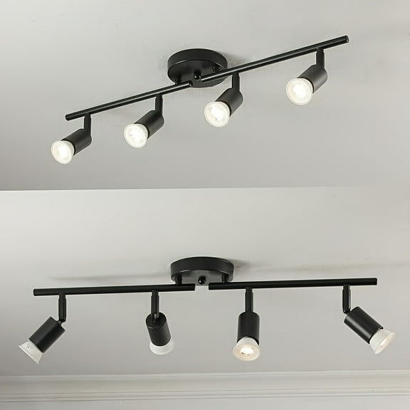 23.6" Lighting Fixture Features a 4-Light Ceiling Spotlight with Adjustable Arms And Heads, Suitable for Indoor Exhibitions, Kitchens, Living Rooms, Bedrooms, And Hallways, Excluding 4 GU10 Bulbs