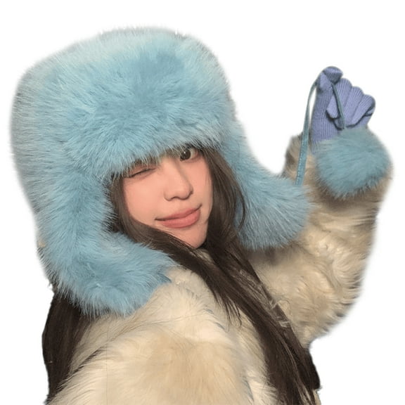 TIERPOP Unisex Warm Hat Earflaps Warm Trapper Hat for Skiing Skateboarding Thick Windproof Ushanka Hat for Cold Weather