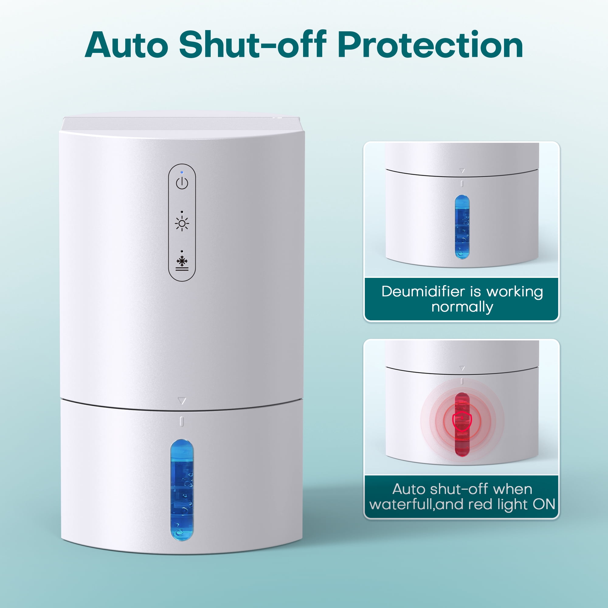 ALROCKET Dehumidifier,35OZ Water Tank with Auto Defrost,320 sq.ft,LED Light,White