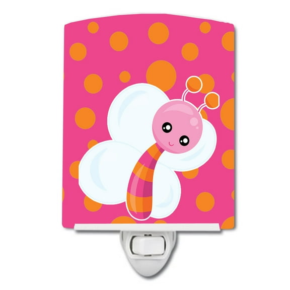 Caroline's Treasures BB7102CNL Butterfly on Polkadots Ceramic Night Light, 6x4x3", multicolor