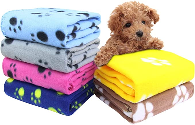 Affordable 6 Pack Mixed Puppy Blanket Cushion Dog Cat Fleece Blankets Pet Sleep Mat Pad Bed Cover Paw Print Kitten Soft Warm Blanket Animals 