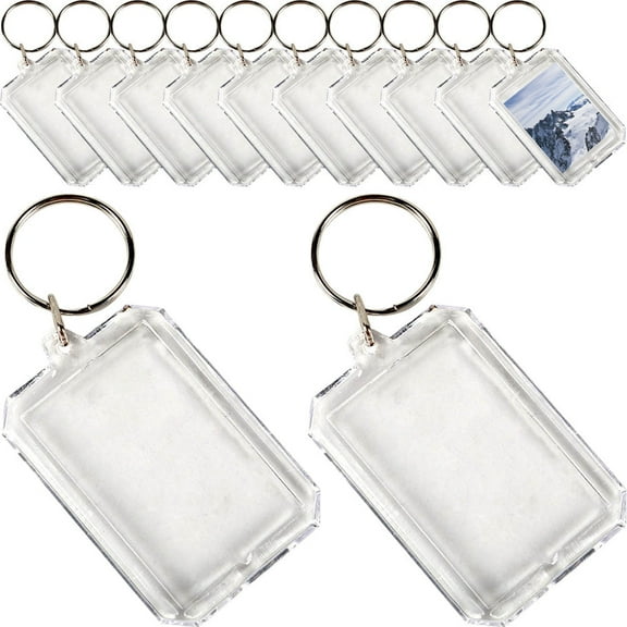 DINHEAROM Compact Blank Keychain Acrylic Clear Key Chains 40-Pcs 2.2x1.6in