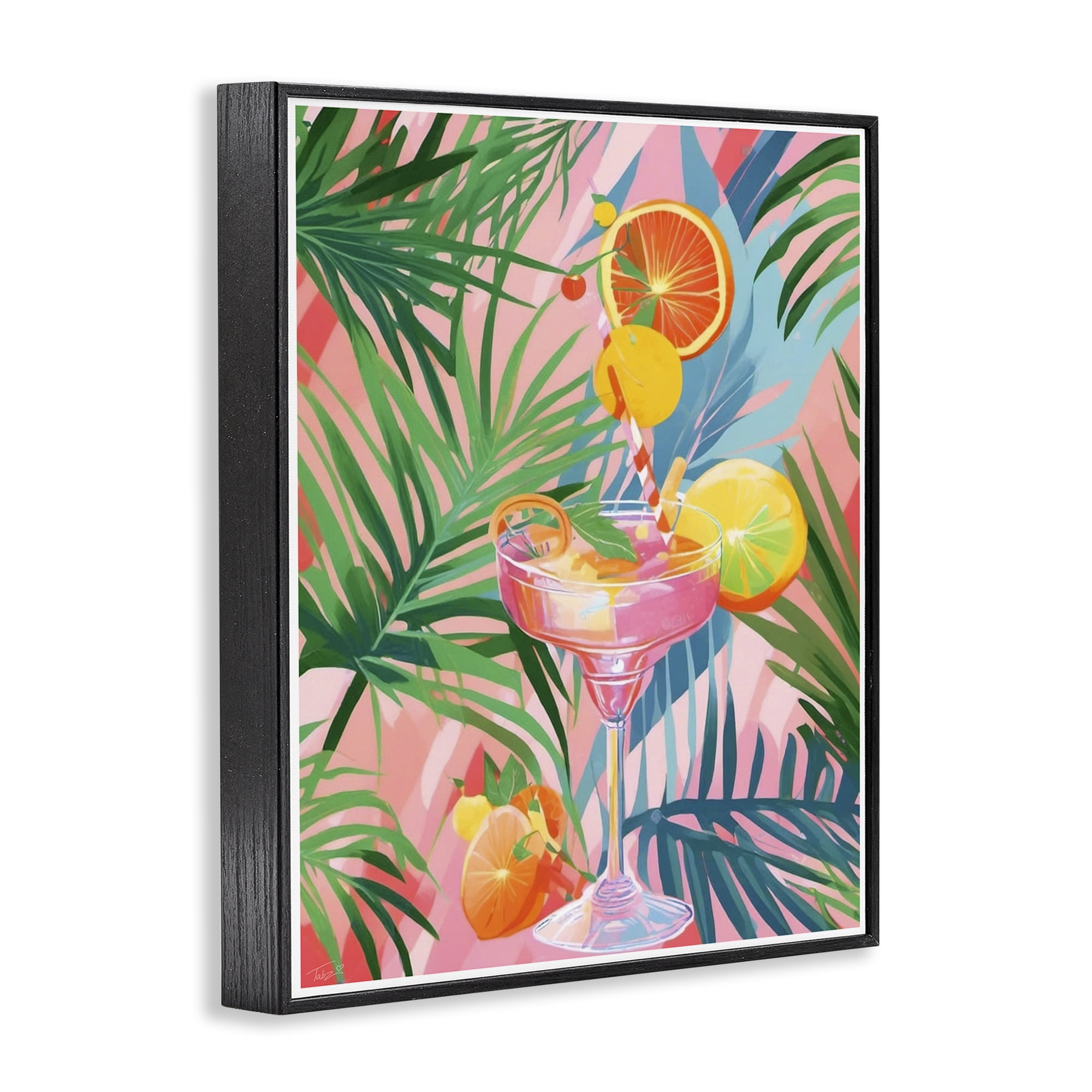 Stupell Industries Jungle Citrus Cocktail Black Framed Giclee Art, design by Tabz Jones