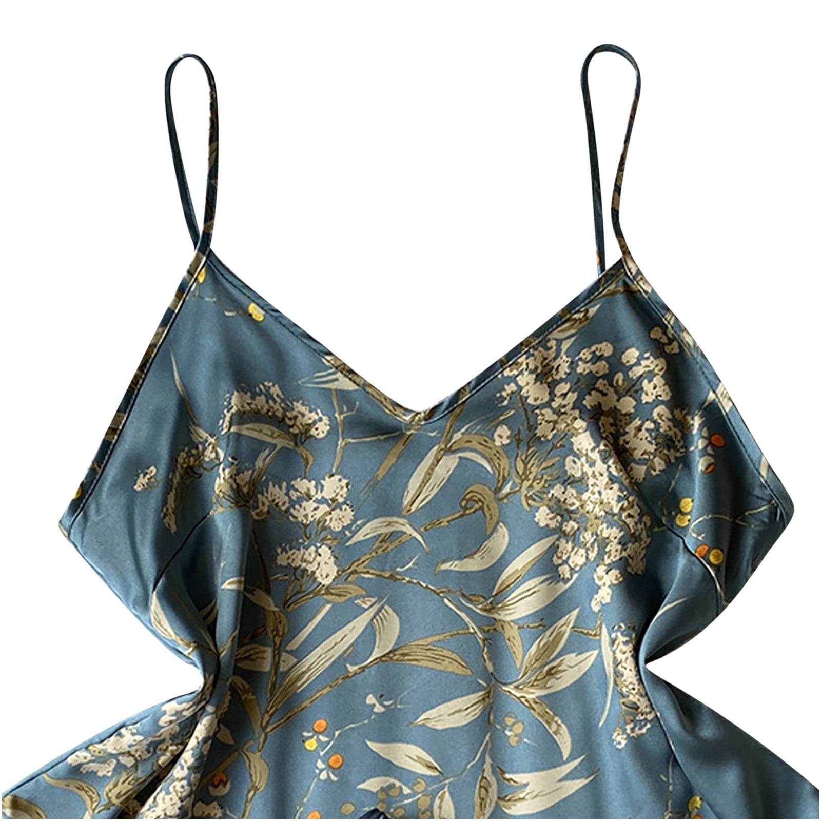 Herrnalise Pajamas for Women Silk Sleepwear Soft Women's Casual Summer  V-Neck Sleeveless Solid Jumpsuit + Froral Print Skirt Set