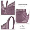 thumbnail image 5 of Lace Floral Bra Thin Deep V Large Size Gathered Comfortable Full Coverage Bra for Daily Wear Purple 36/80D, 5 of 6