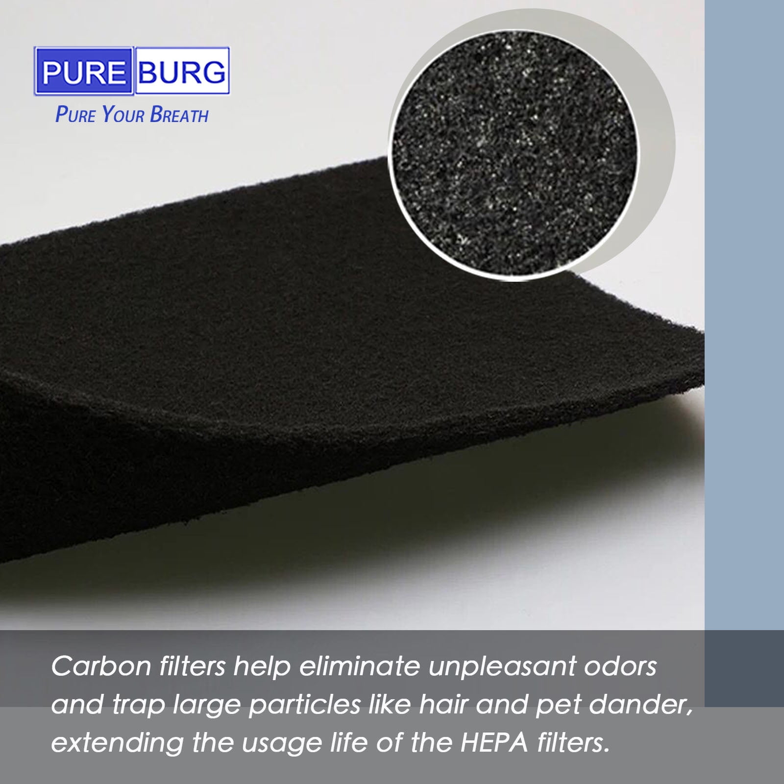 PUREBURG Replacement HEPA Filter Set Compatible with Coway AP-1512HH, AP-1518 / AIRMEGA 200M Mighty,Replaces Part 3304899 , 2 True HEPA + 4 Carbon Pre-Filters