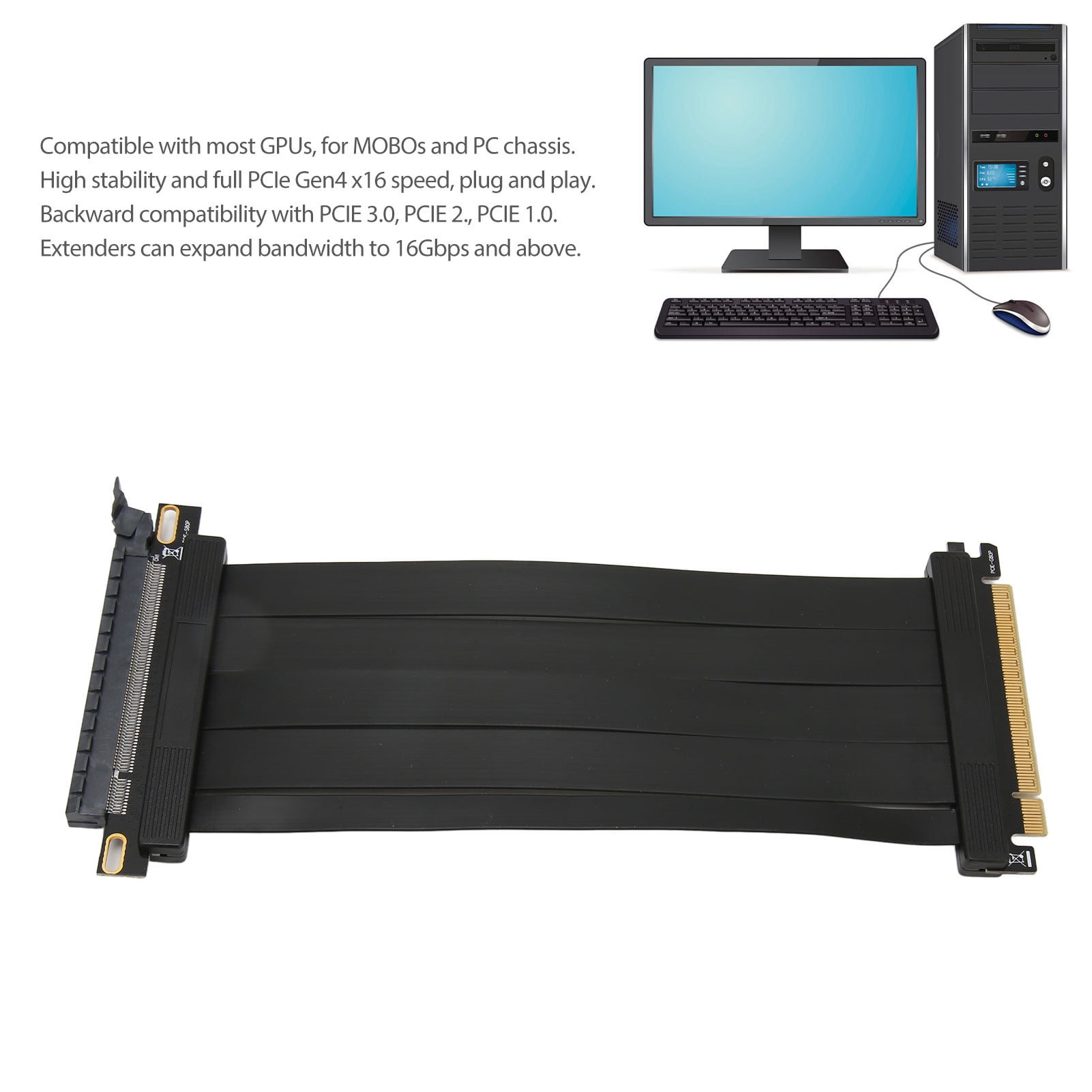 GPU PCIE X16 Flat Line, Gold Plated Pin PCIE X16 Riser