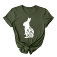 thumbnail image 2 of HOMBOM Easter Blouse Women Crew Neck Army Green Short Sleeve Easter Bunny Print T-shirt Spring Tops for Women M, 2 of 5