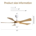 thumbnail image 3 of 52"Modern Ceiling Fan With 3 Color Dimmable and Remote Control 5 ABS Blades Reversible DC Motor With Led Light, 3 of 7