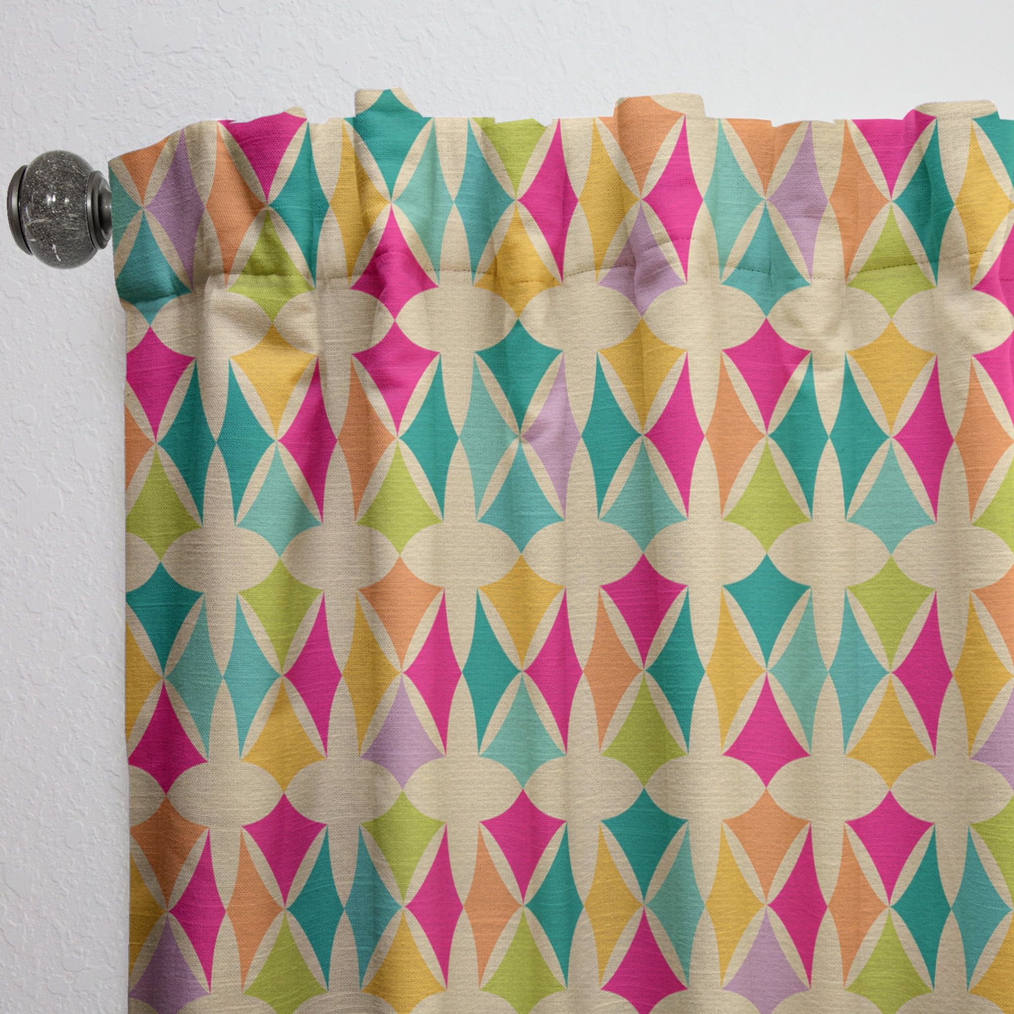 Designart 'Abstract Geometric Retro Pattern II' Mid-Century Modern Curtain Panel