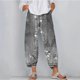 thumbnail image 1 of ICHUANYI Clearance Women Casual Printed High Waist Loose Pocket Straight Long Pants(Gray, L) ICHUANYI WER2023080815761, 1 of 4