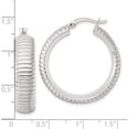 thumbnail image 3 of Sterling Silver Luxurious, Vibrant, Captivating 32.3 Mm 30.1 Polished And Grooved 32X7.5Mm Round Hollow Hoop Earrings, 3 of 3
