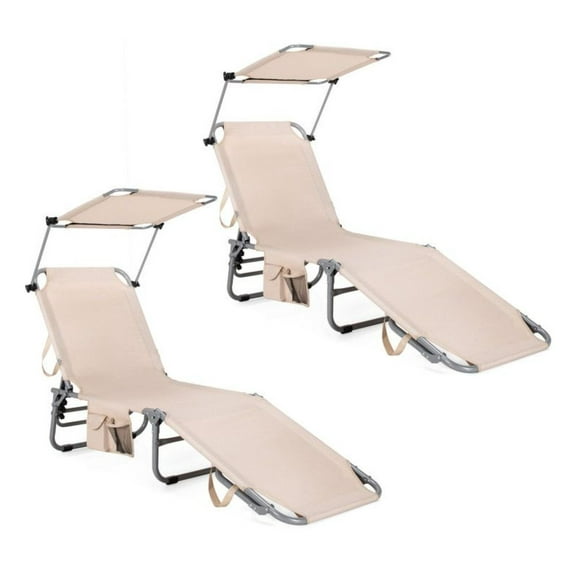 Yunken Set of 2 Portable Reclining Chair with 5 Adjustable Positions, Lightweight and Foldable, with Carry Bag for Beach, Camping, and Backyard Use