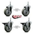 thumbnail image 2 of 4 Inch Gray Polyurethane 12MM Threaded Stem Caster Set 2 Brakes SCC, 2 of 2