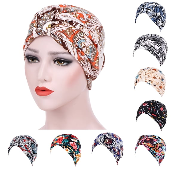 TELOLY Womens Floral Cotton Turban Head Scarf Stretch Headwrap for Hair Loss Scarf for Women Cotton