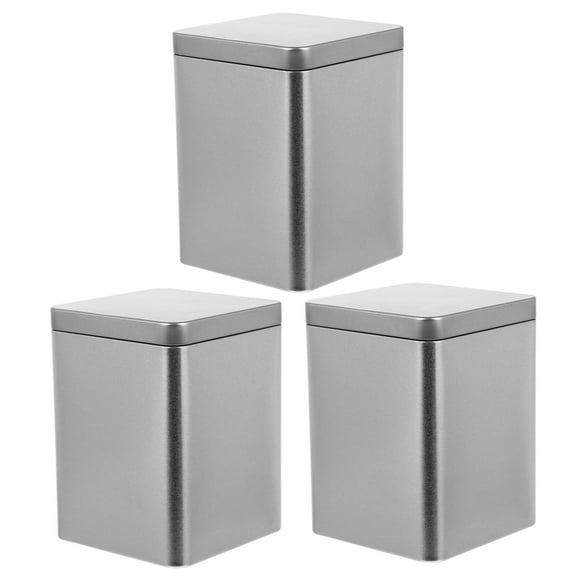 WORGEOUS  3 PCS Candy Boxes Food Storage Containers Small with Lids Square Cookie Jars Silver