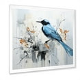 thumbnail image 2 of Designart "Minimalist Blue Avian Among Florals" Birds Of Paradise Picture Framed Wall Art Prints, 2 of 5